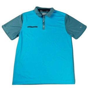 Nike Golf Tour Performance Dri-Fit Polo Shirt Mens Large Blue Green Athletic